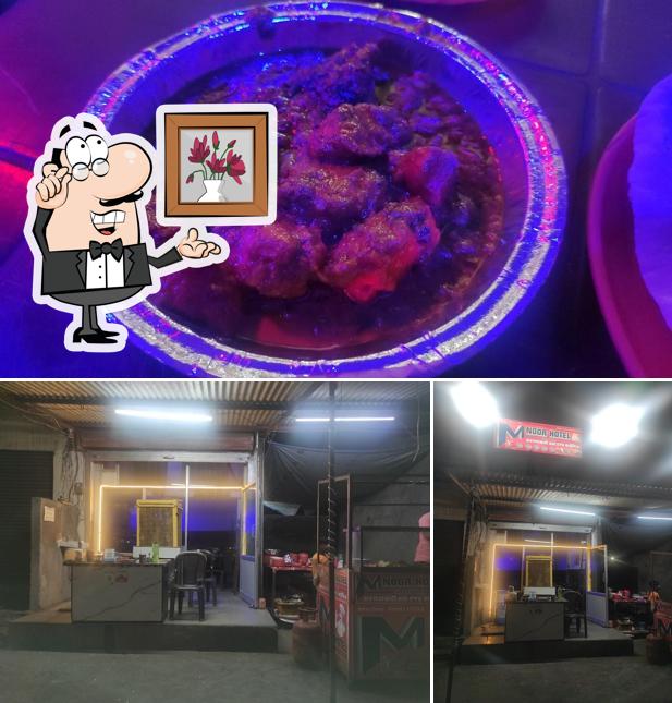 Among different things one can find interior and food at M NOOR HOTEL