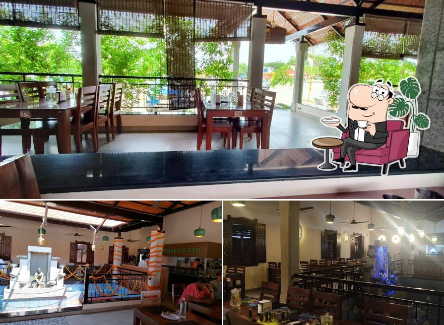 Take a seat at one of the tables at Samara's Veg