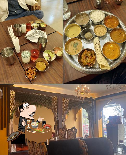 Among various things one can find food and interior at Rajwada - Traditional Thali Restaurant