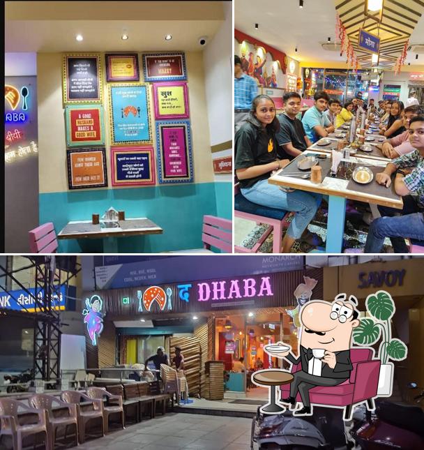 Take a seat at one of the tables at The Dhaba