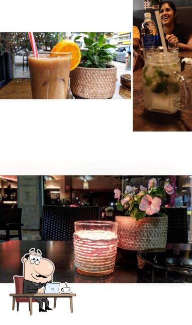 Take a seat at one of the tables at Cafe Cocoon