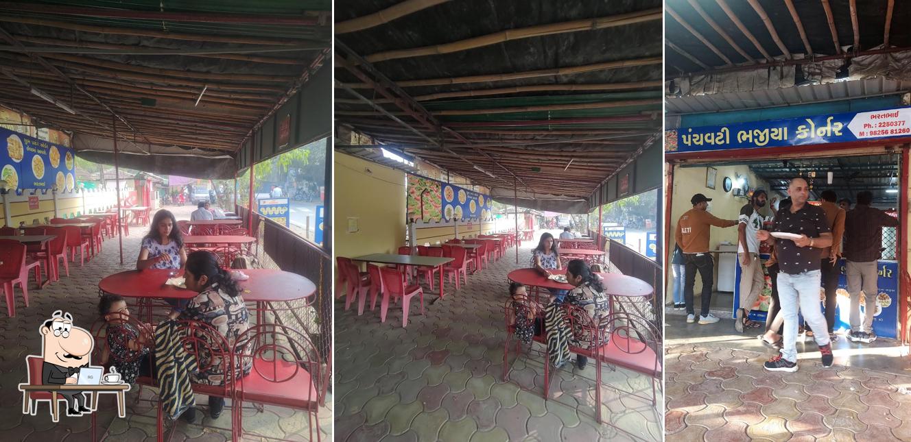 Take a seat at one of the tables at Panchwati Bhajiya Corner