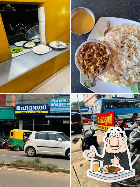 Take a look at the image depicting food and exterior at Hotel Khaja