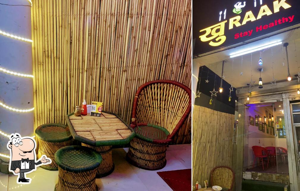 Take a seat at one of the tables at Khuraak Stay Healthy