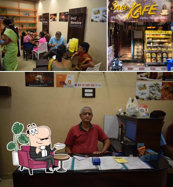The photo of interior and beverage at SREE COFFEE CAFE