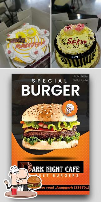 Hamburger at Dark night restaurant