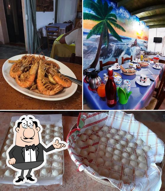 Dai un’occhiata alla foto che raffigura la interni e cibo di Agriturismo Sa Pramma