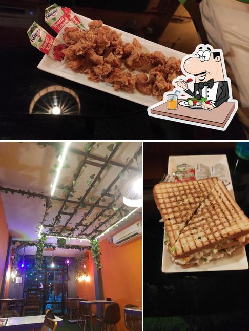This is the picture depicting food and interior at Pop shakes