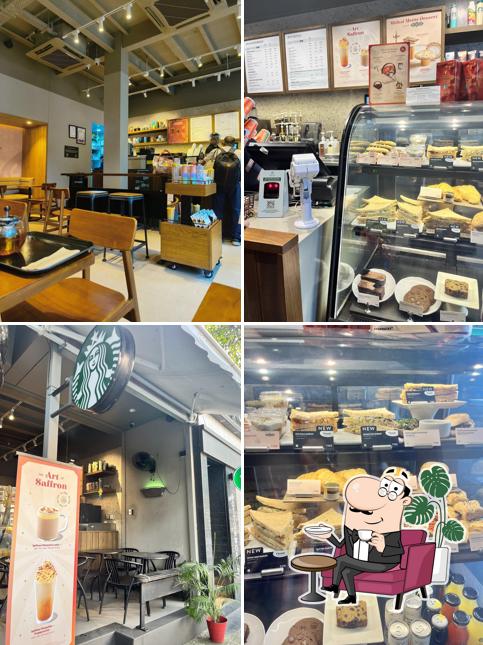 The interior of Starbucks