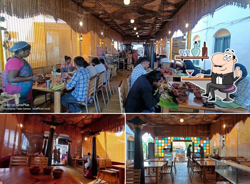 Take a seat at one of the tables at Chellammals Manpaanai Samayal