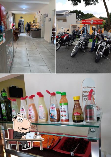 Sente em uma das mesas no Restaurante Bella Donna