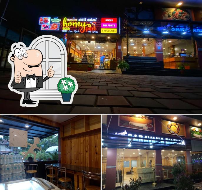 Check out the image showing exterior and interior at Uduppi Saravana Bhavan