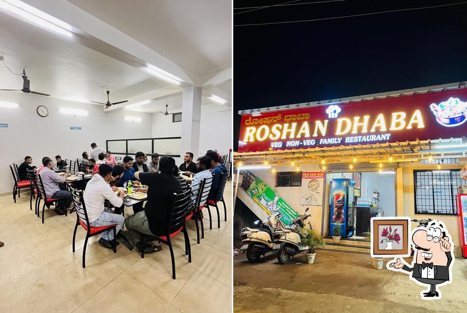 Take a seat at one of the tables at Roshan Dhaba