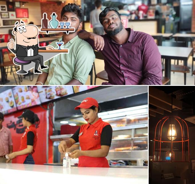 Take a seat at one of the tables at KFC Take a seat at one of the tables at KFC