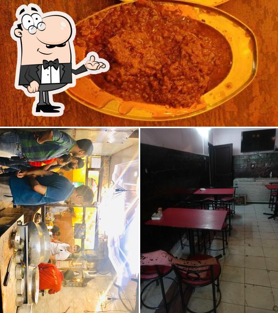 The restaurant's interior and cake