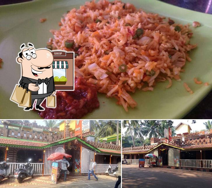 Take a look at the image depicting exterior and food at Palm Grove