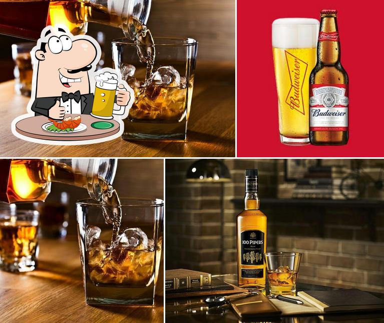 You can get a glass of light or dark beer