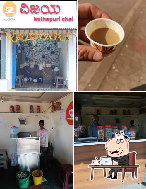 This is the photo depicting interior and food at Vijay Kolhapuri chai