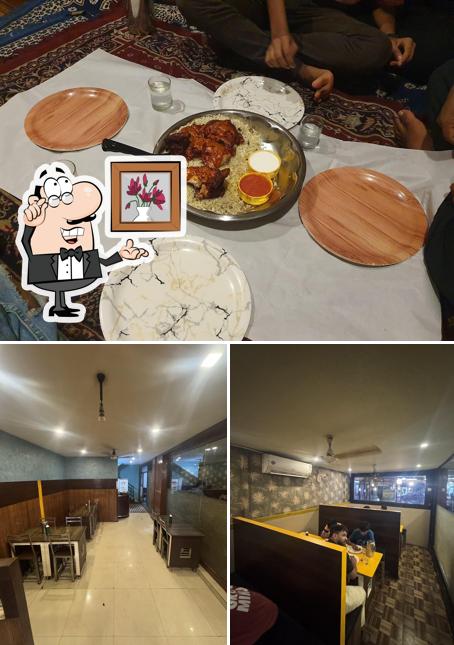 The restaurant's interior and food