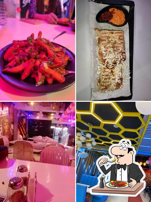 The image of food and interior at The HideOut Cafe