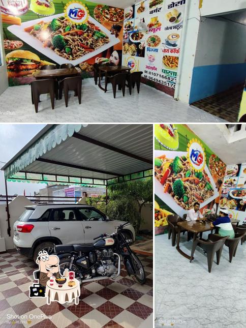 This is the picture showing food and interior at Mg restuarant cafe
