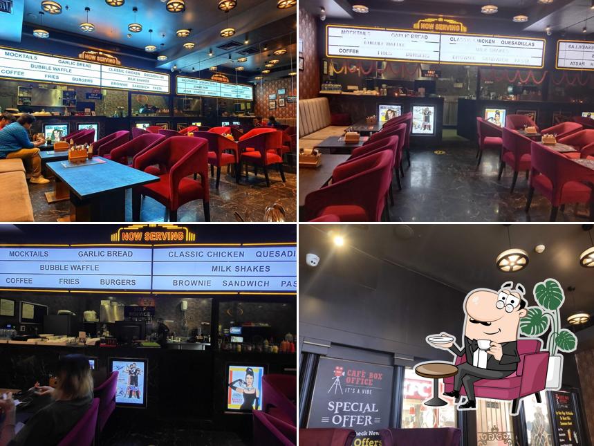 Take a seat at one of the tables at Cafe Box Office