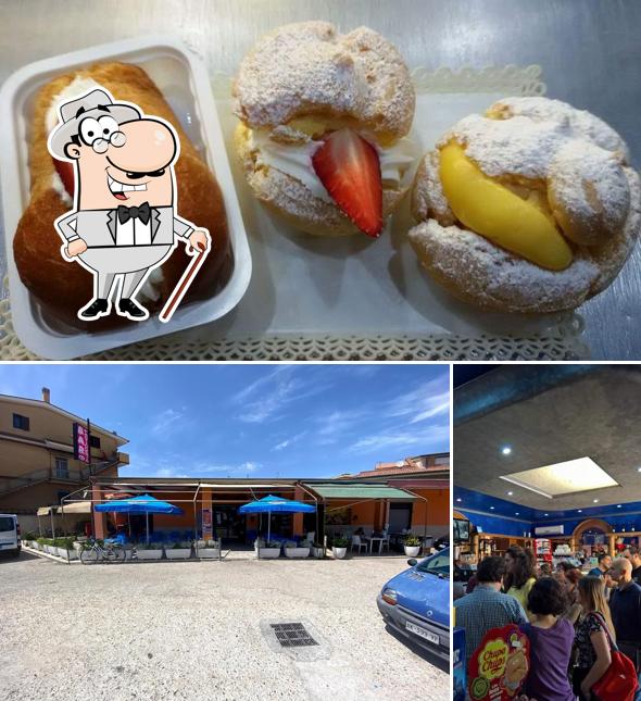 Questa è la foto che mostra la esterno e cibo di Bar Trupia S.R.L. Gelateria Pasticceria