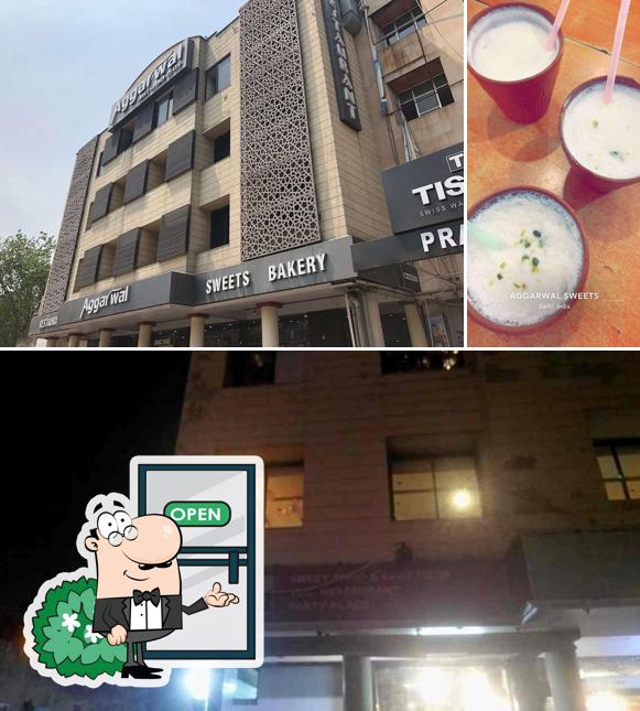 The photo of exterior and beverage at Aggarwal Sweets