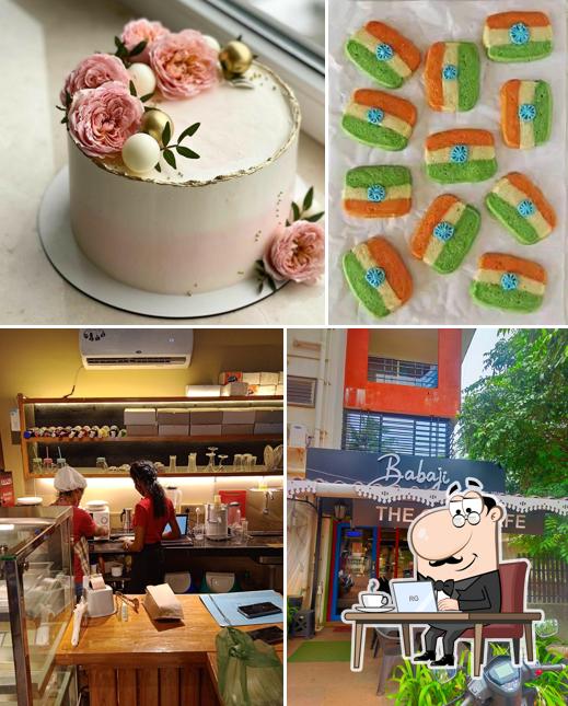Take a look at the photo displaying interior and food at Babaji - The Cake Cafe