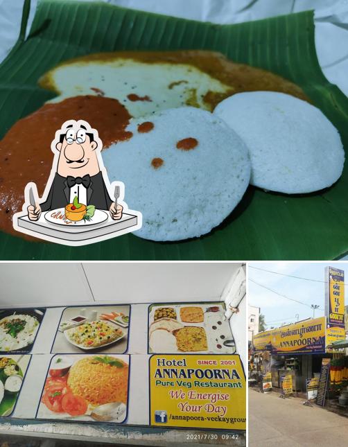This is the picture displaying food and exterior at Hotel Annapoorna Veg Restaurant