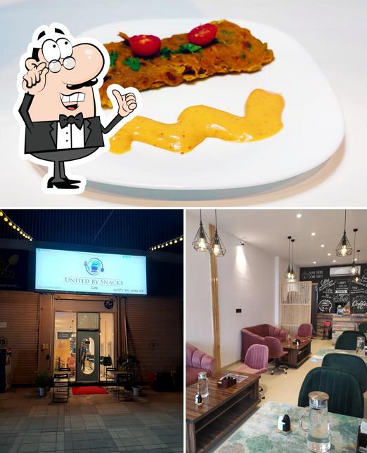 The restaurant's interior and food