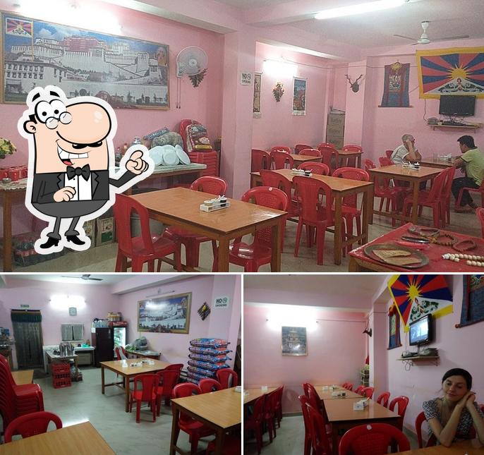 The interior of Loyag rooftop Restaurant and cafe bodhgaya