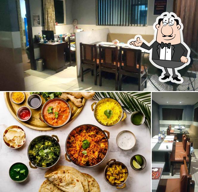 The restaurant's interior and food
