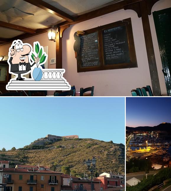 La esterno e lavagna del ristorante