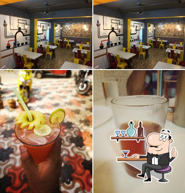 Take a look at the photo displaying interior and drink at Food Factory