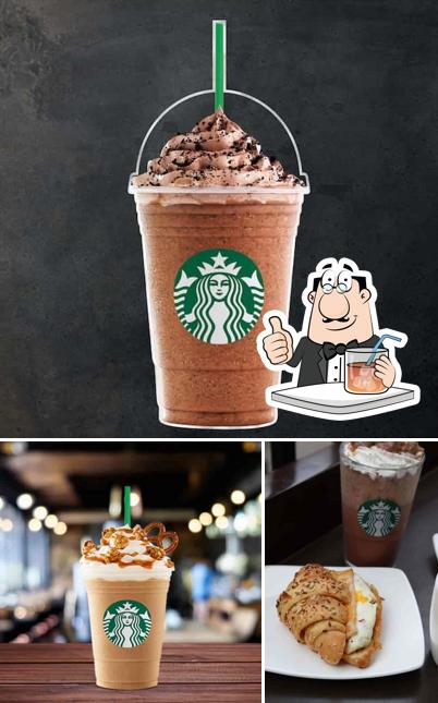 This is the photo showing drink and food at Starbucks