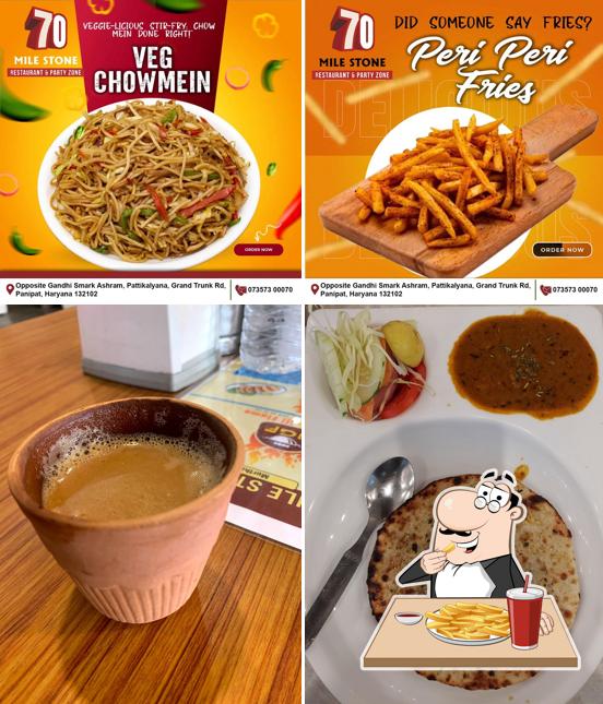French fries at 70 Mile Stone Restaurant & Dhaba