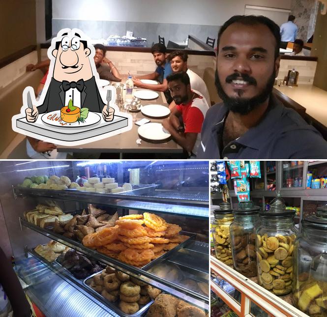 The restaurant's food and dining table