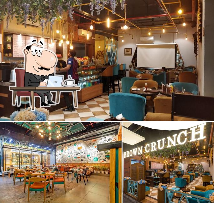 Take a seat at one of the tables at Brown Crunch
