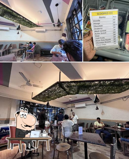 The restaurant's interior and food