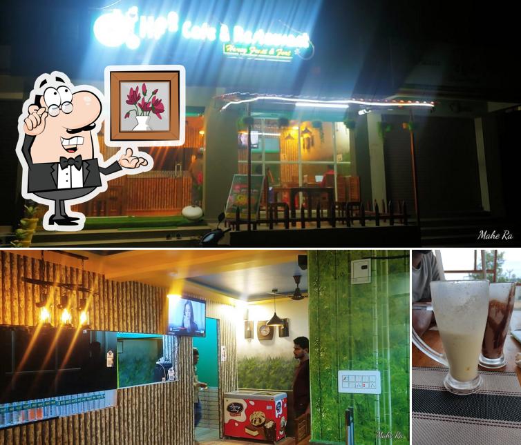 The restaurant's interior and food
