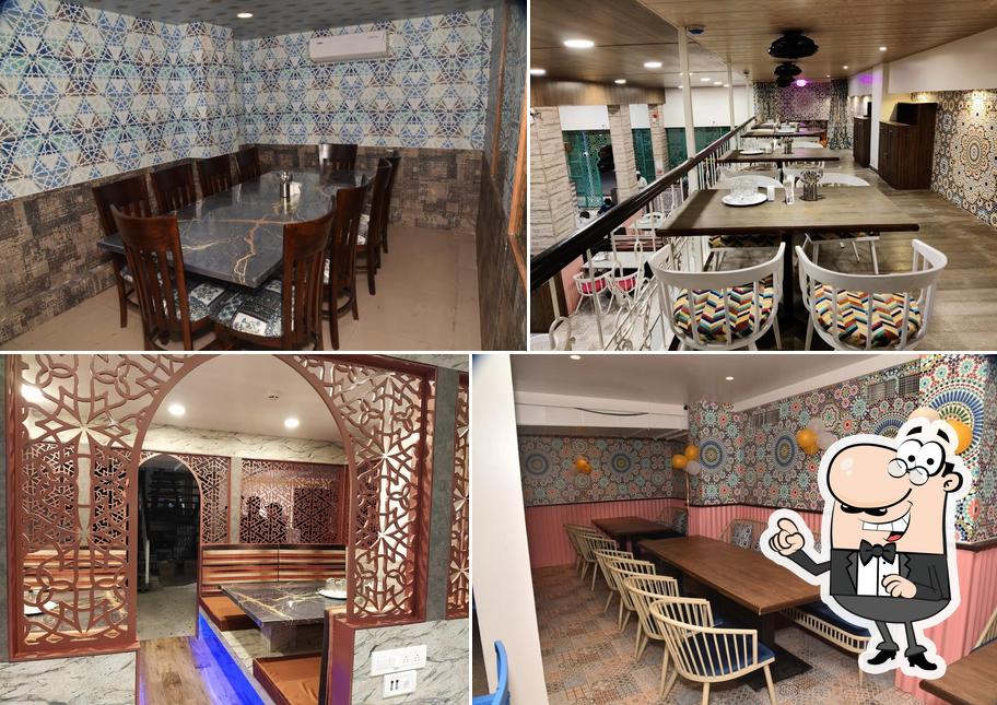 Take a seat at one of the tables at The Great Indian Khau Gully