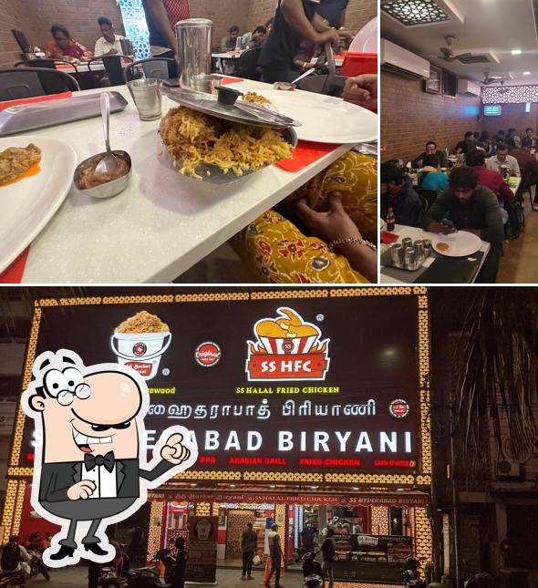 The interior of SS Hyderabad Biryani West Mambalam
