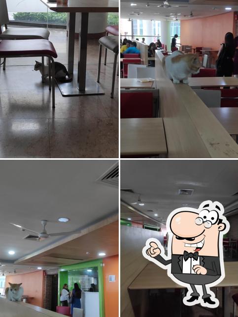 Take a seat at one of the tables at Amity University Canteen