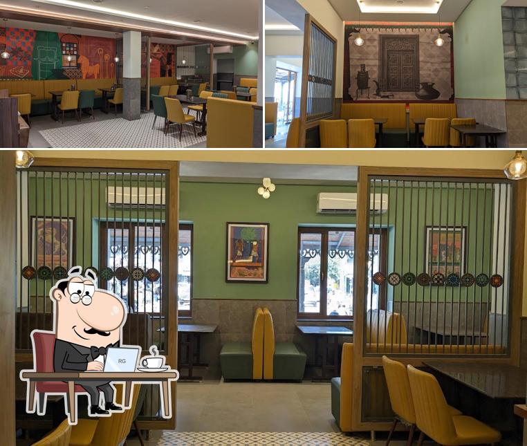 The interior of Anjappar Chettinadu Restaurant A/C Avadi