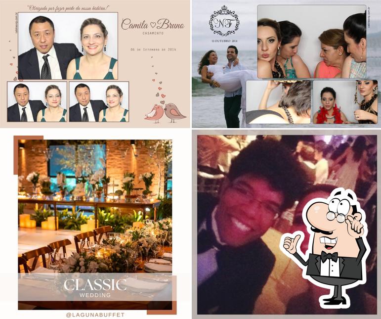 Sente em uma das mesas no Buffet Laguna