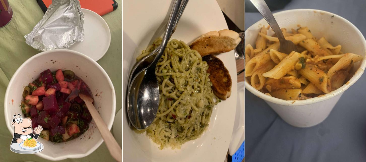 Spaghetti carbonara at Krishna: Vegetarian Restaurant at Marasa Sarovar Premiere