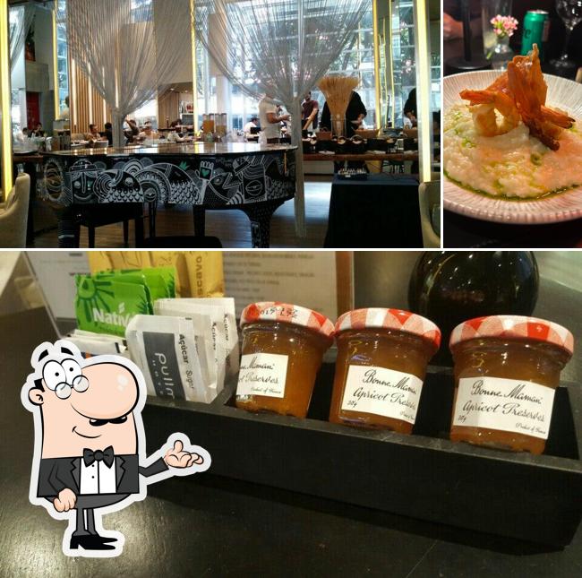 Entre diversos coisas, interior e bebida podem ser encontrados no HUB Food Art Lounge