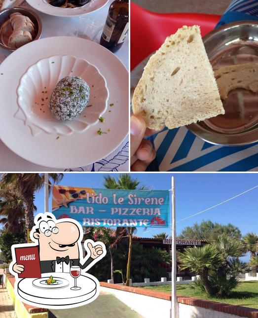 Dai un’occhiata alla foto che mostra la cibo e esterno di Ristorante-Lido le Sirene