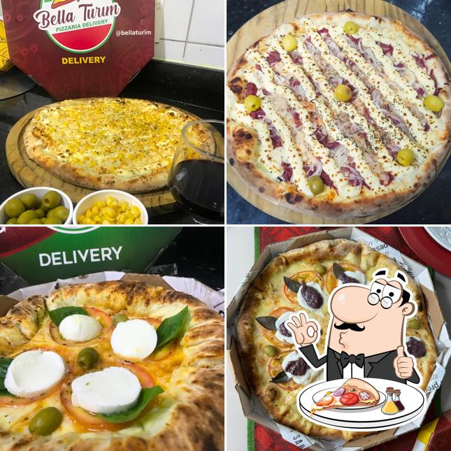 Escolha pizza no Bella Turim Pizzaria